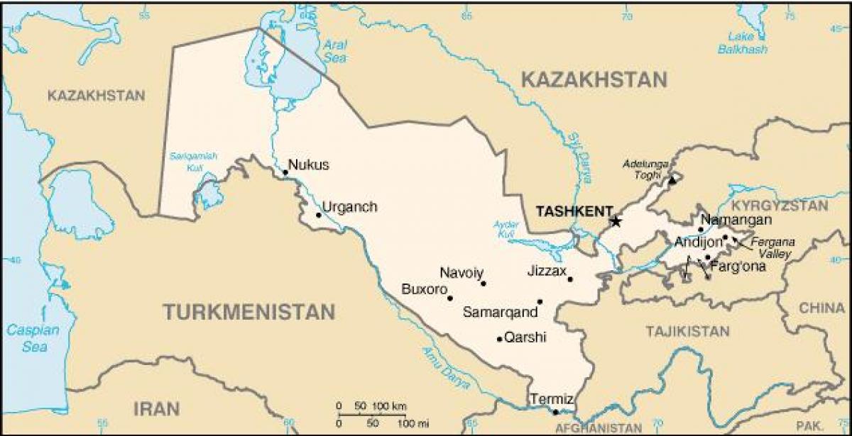 zemljevid Uzbekistan mest