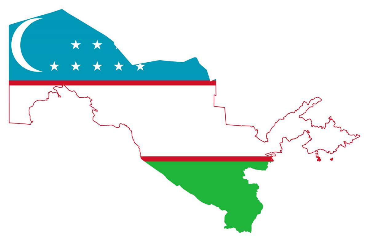 zemljevid Uzbekistan zastavo 