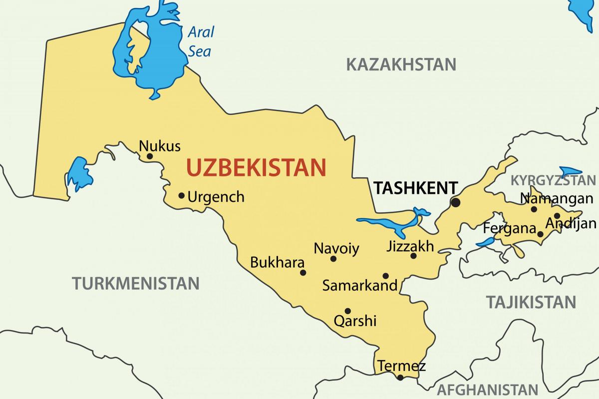 kapital Uzbekistan zemljevid