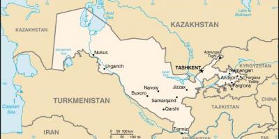 Zemljevid Uzbekistan mest