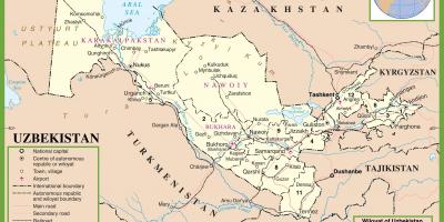 Zemljevid Uzbekistan politične 